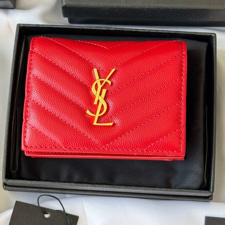 YSL Wallet Red Gold Cowhide 240592 | Studio Nafay