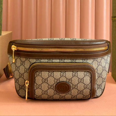 Gucci Interlocking G belt bag Brown mix Ebony Leather Canvas 248164 | Studio Nafay