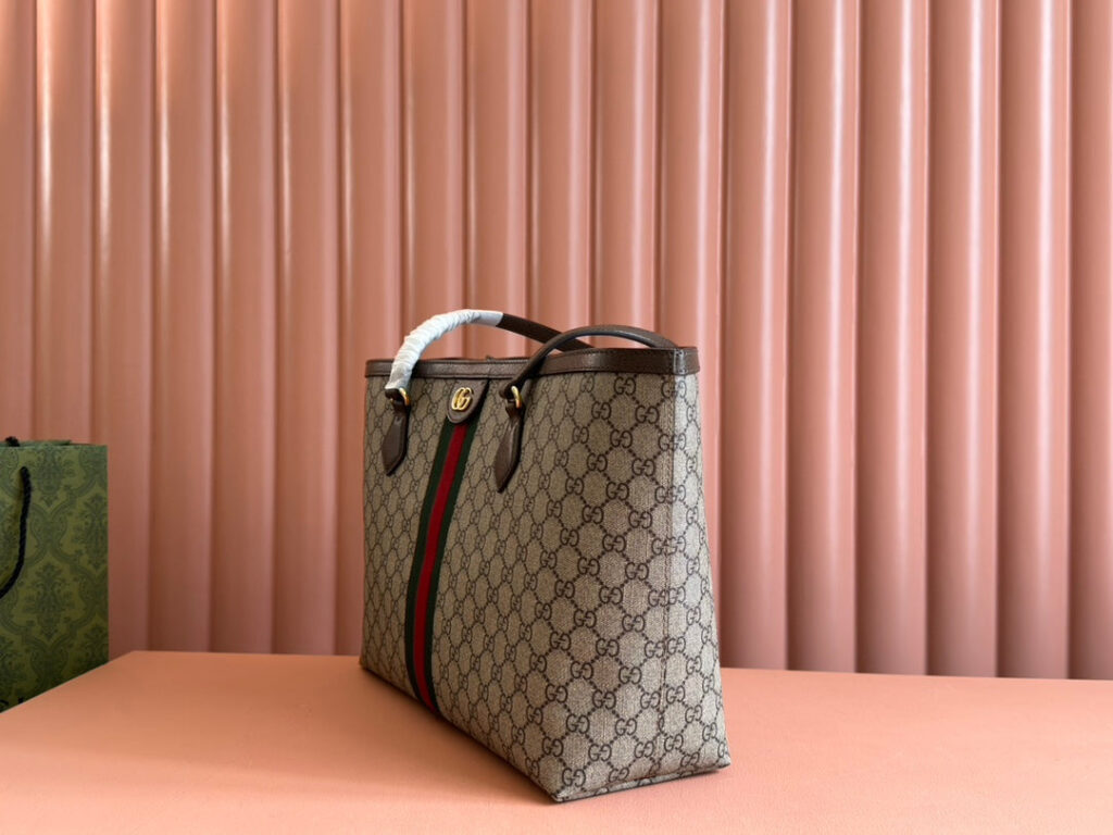Gucci Ophidia 38cm Bag Ebony Brown Leather Canvas 244454 | Studio Nafay