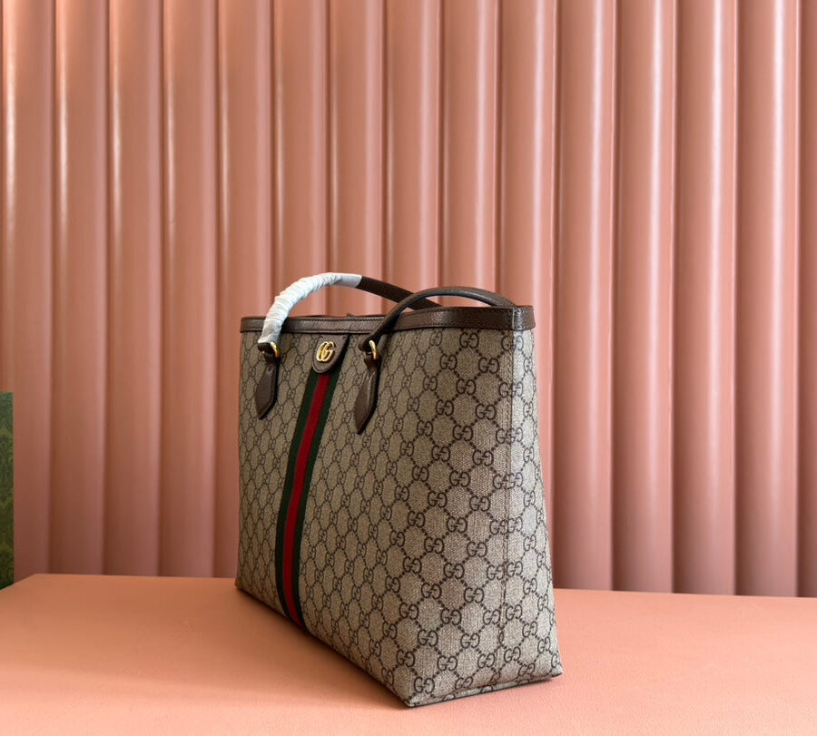 Gucci Ophidia 38cm Bag Ebony Brown Leather Canvas 244454 | Studio Nafay