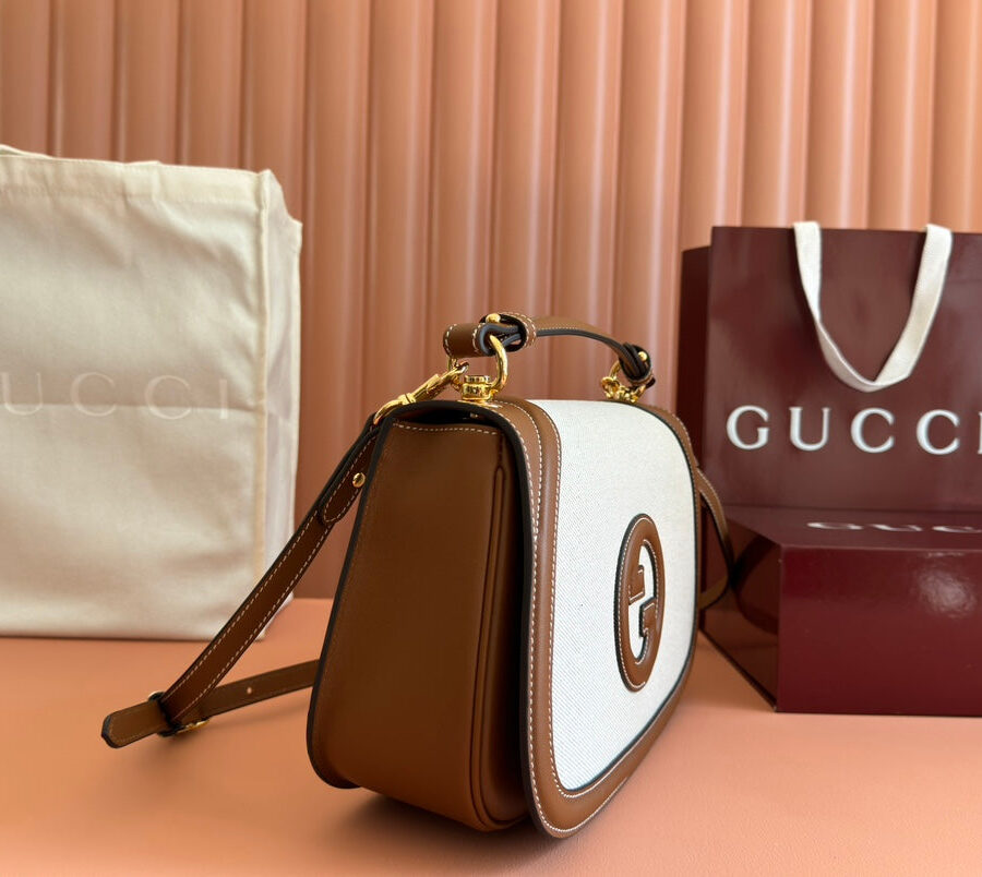 Gucci Blondie 32 Bag Brown White Leather Canvas 239897 | Studio Nafay