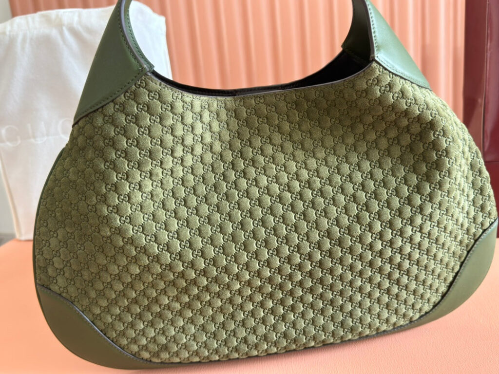 Gucci Body Double Lock Handbag Green Velvet Embossed Leather 244511 | Studio Nafay