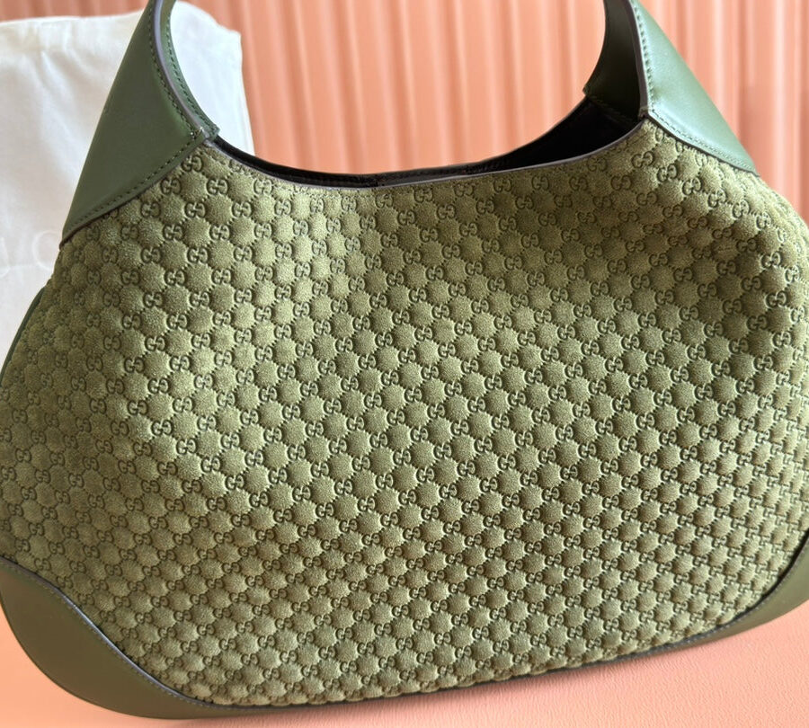 Gucci Body Double Lock Handbag Green Velvet Embossed Leather 244511 | Studio Nafay