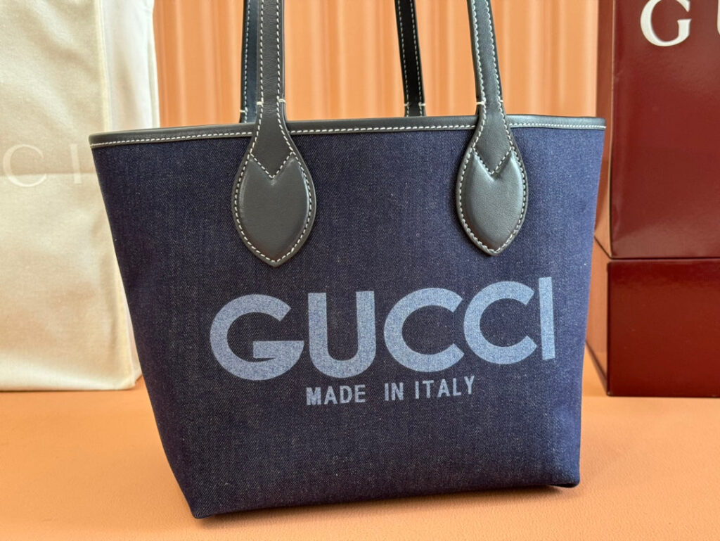 Gucci Totissima Tote Bag Dark Blue Denim Leather | Studio Nafay