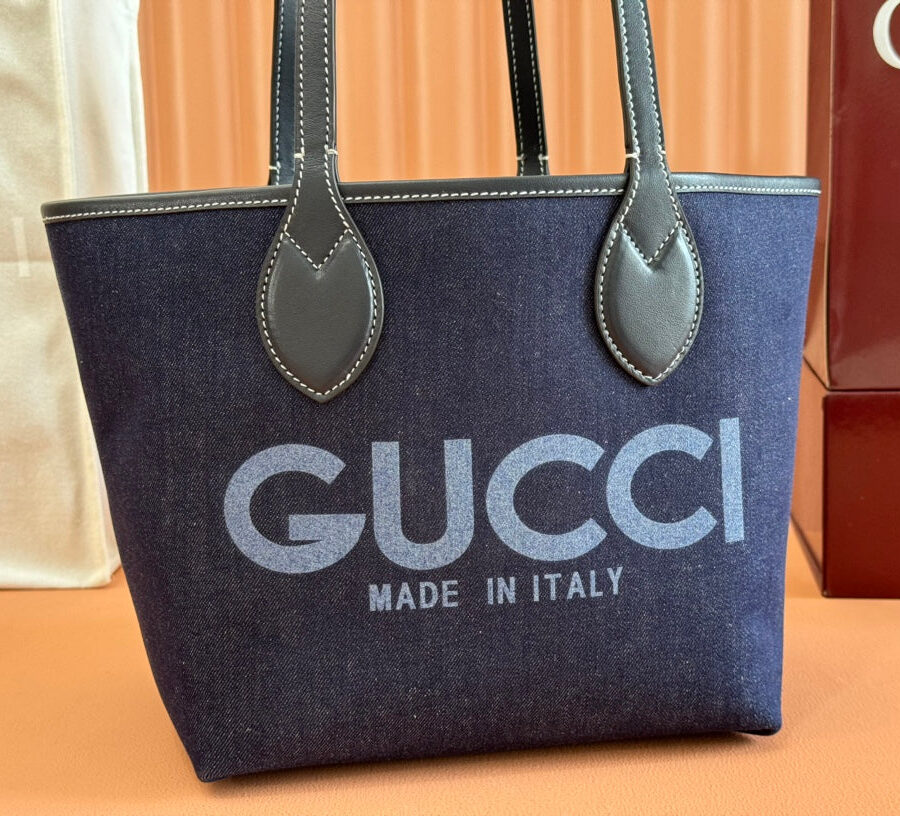 Gucci Totissima Tote Bag Dark Blue Denim Leather | Studio Nafay
