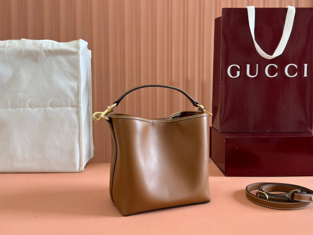 Gucci Emblem Mini Bucket Bag Brown Calfskin 244426 - Product Image 2