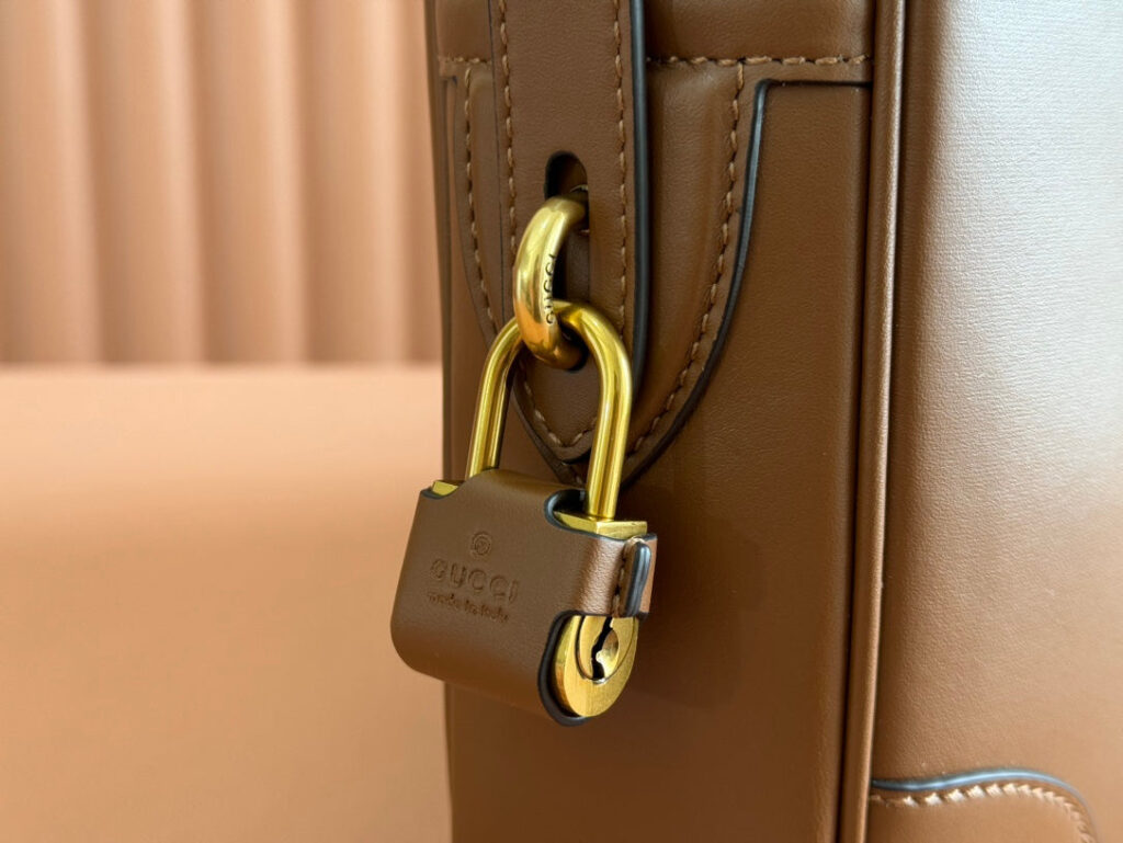 Gucci Emblem Briefcase Brown Calfskin 248359 | Studio Nafay