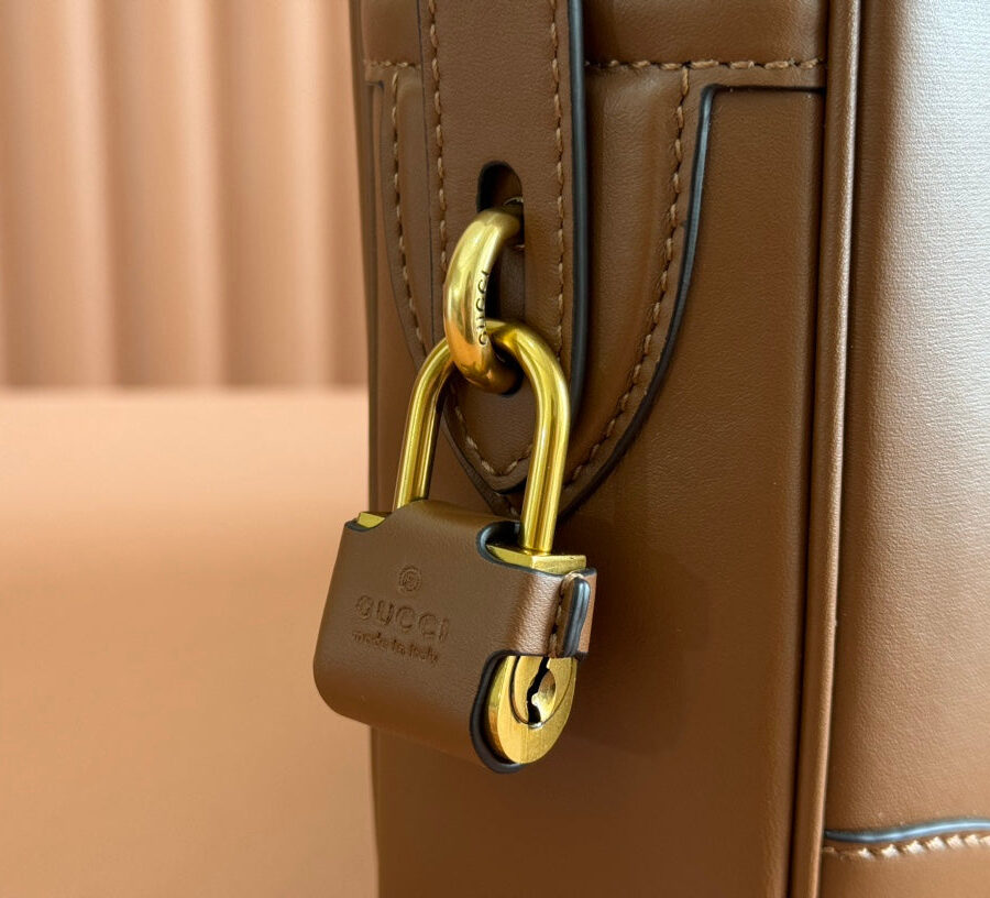 Gucci Emblem Briefcase Brown Calfskin 248359 | Studio Nafay
