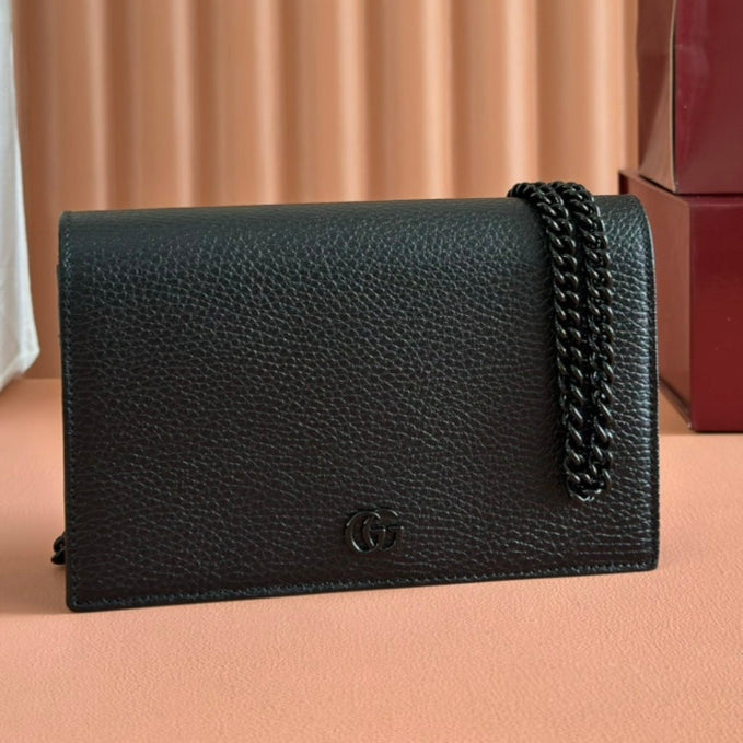 Gucci Marmont Chain Wallet Black Leather 255321 | Studio Nafay