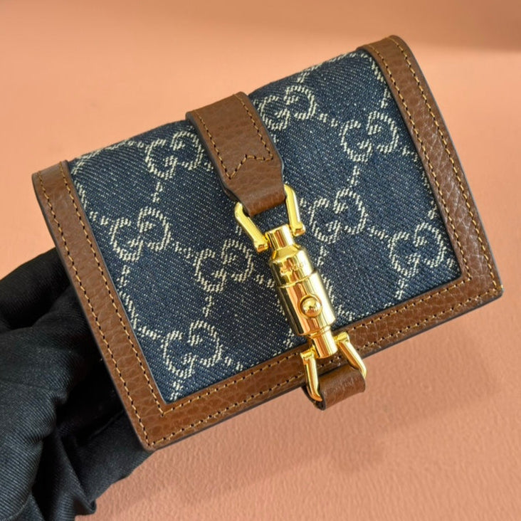 Gucci Jackie Wallet Blue Brown Canvas Leather 255172 | Studio Nafay