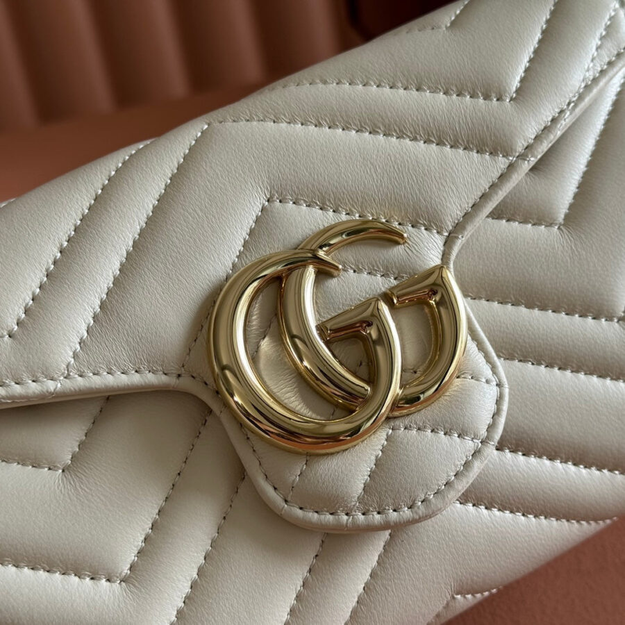 Gucci Marmont Chain Wallet White Cowhide 254967 | Studio Nafay