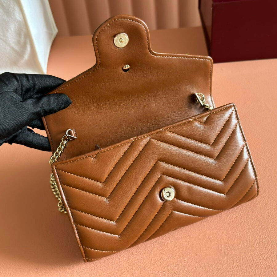 Gucci Marmont Chain Wallet Brown Cowhide 254969 | Studio Nafay
