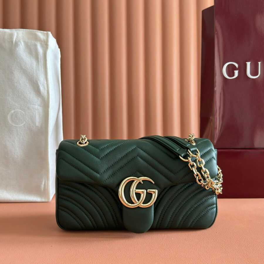 Gucci Marmont Bag 26 Dark Green Lambskin Gold Hardware 271793 | Studio Nafay