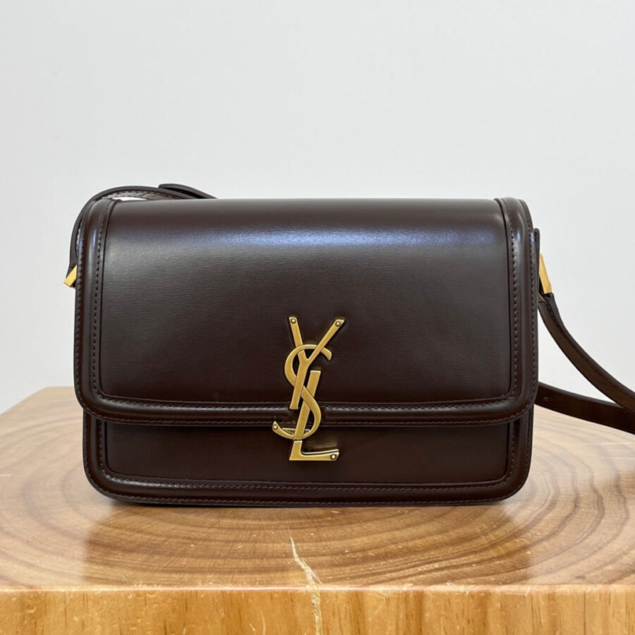 YSL Solferino Small Satchel Bag Brown Gold Calfskin 325451 | Studio Nafay