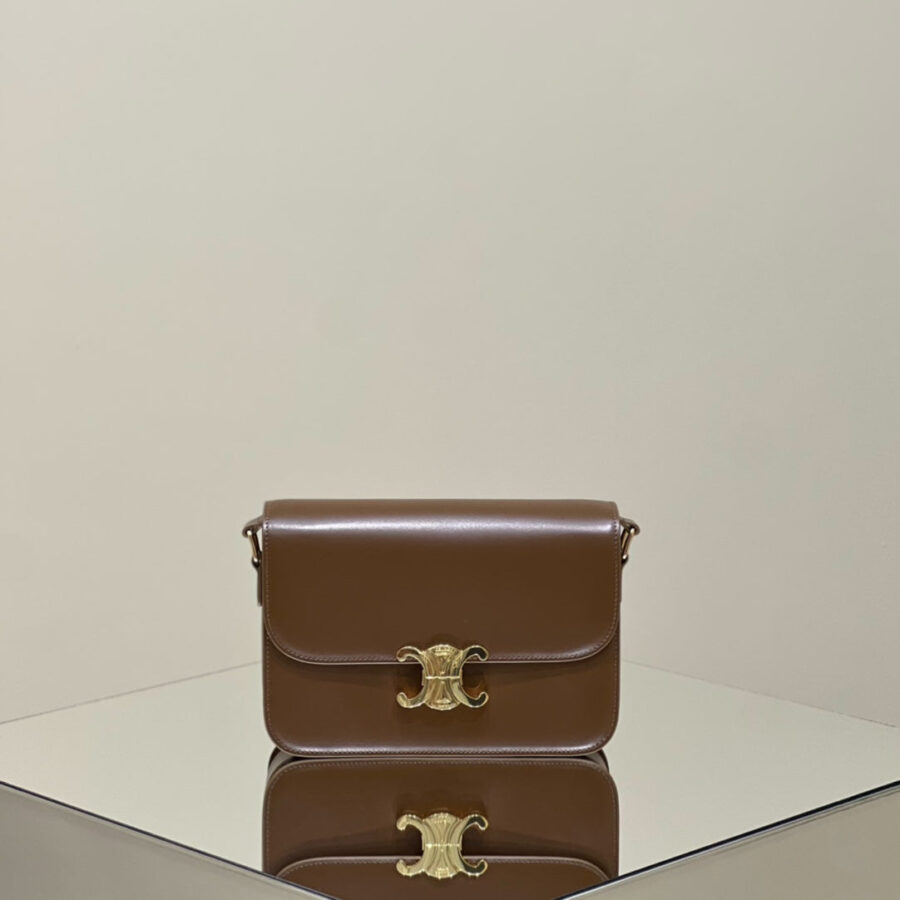 MINI CLAUDE 22 SHINY CALFSKIN CHOCOLATE BROWN | Studio Nafay