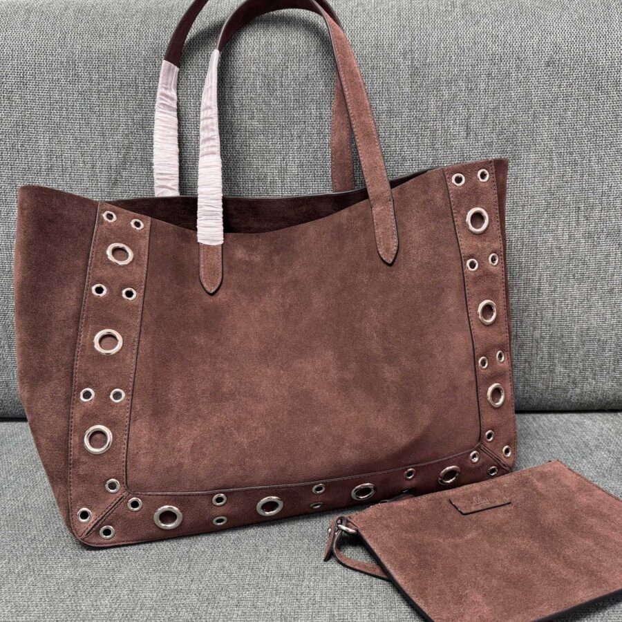 Valentino Garavani tote 40 dark brown suede 555249 | Studio Nafay