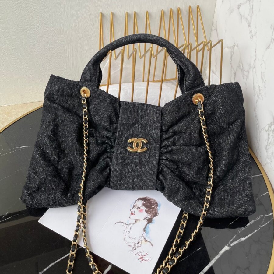CC 25K Bow Bag 38cm Black Denim | Studio Nafay