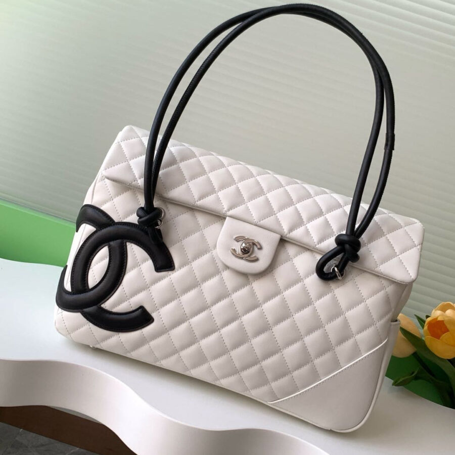 CC Cambon Bag White Black Lambskin 308109 | Studio Nafay