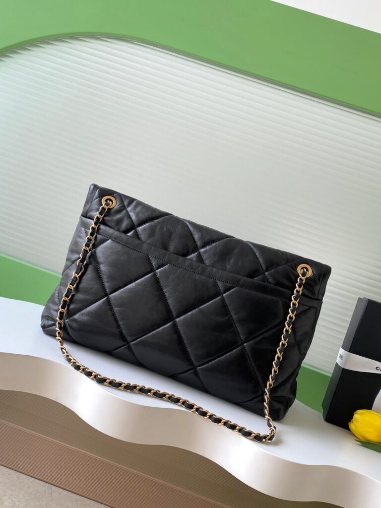 Chanel 25K Bag 45cm Black Gold Sheepskin 293990 | Studio Nafay