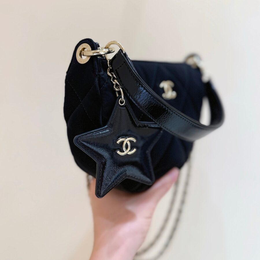 Chanel Clutch With Chain Black Gold Velvet Leather 346012 | Studio Nafay
