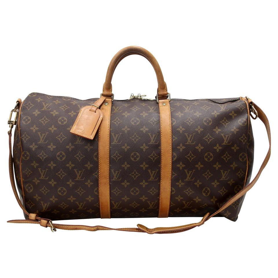 Louis Vuitton Keepall 50 Monogram Canvas Bandouliere Travel Bag LV-0829N-0001