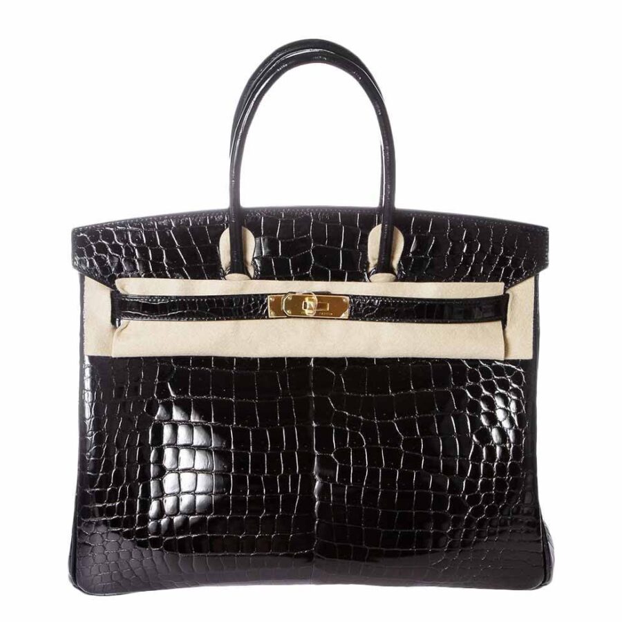 HermesPorosus Crocodile Birkin 35 Black Bag | Studio Nafay
