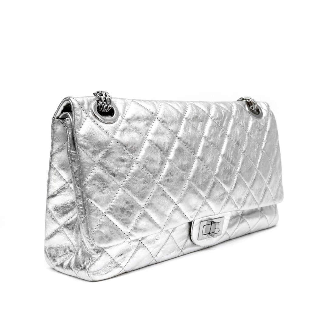 Chanel Metallic Silver Maxi Classic Reissue 2.55 - Product Image 2