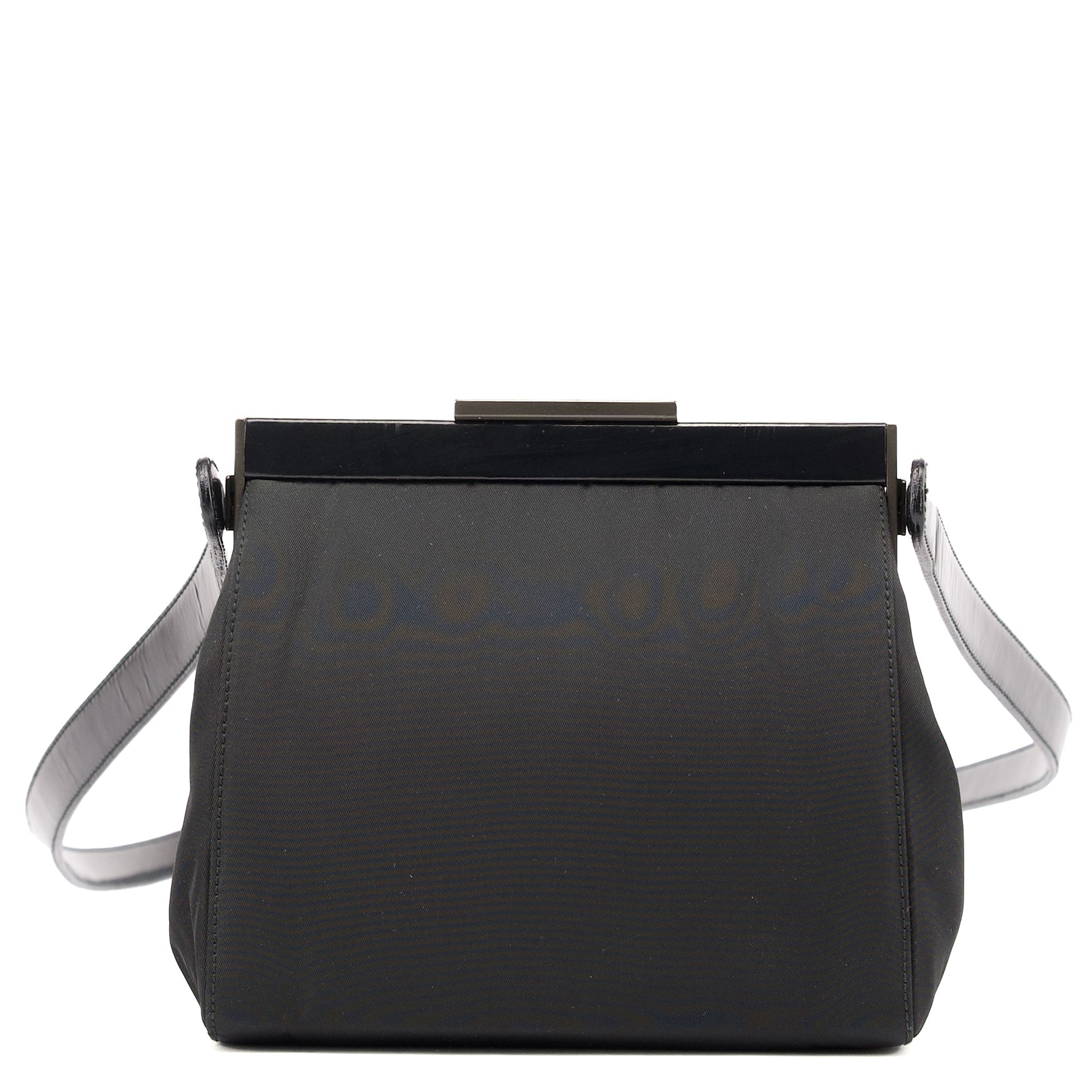 Black Tessuto Nylon Clutch Shoulder Bag