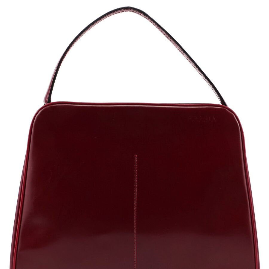 Burgundy Spazzolato Top Handle Clutch Bag | Studio Nafay