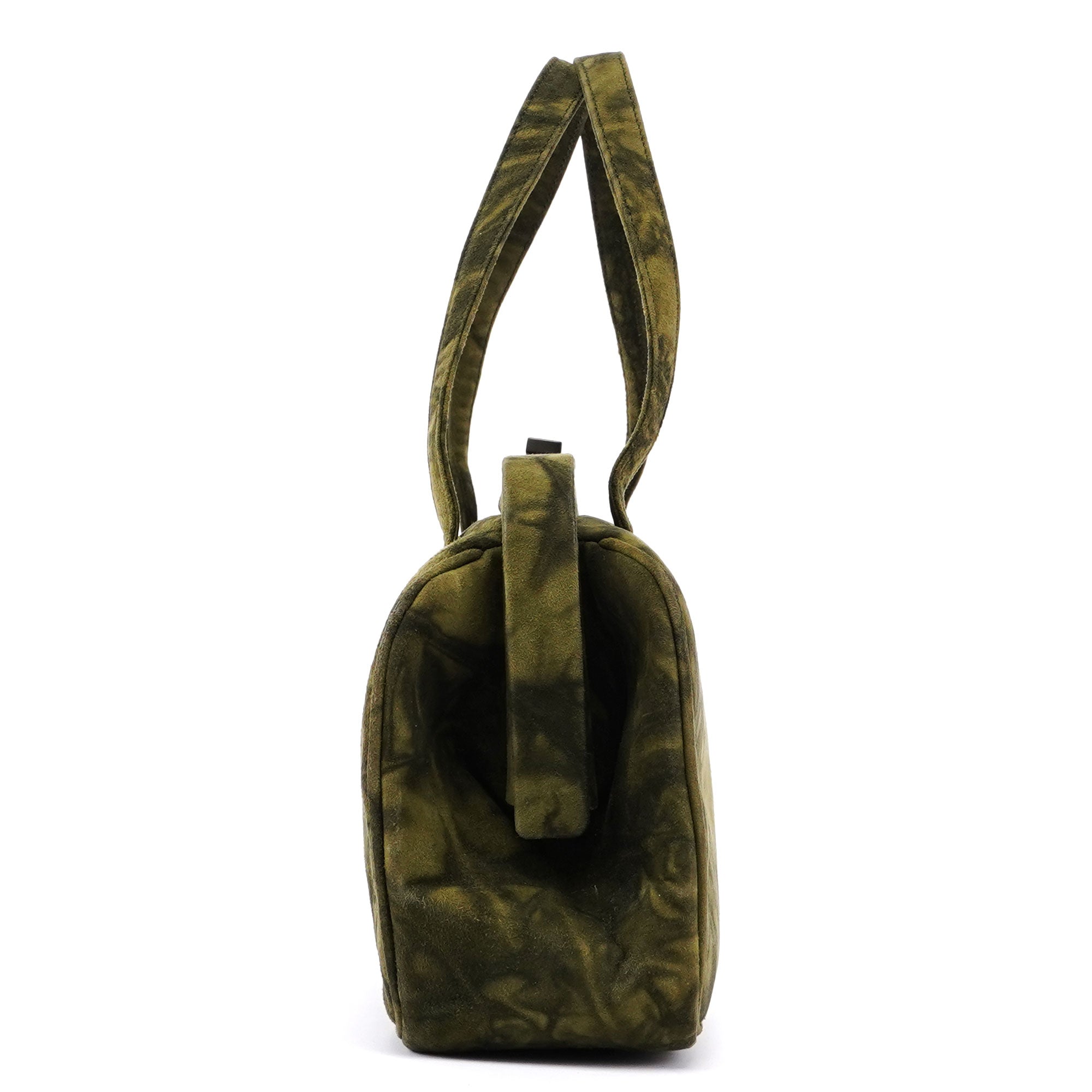 Green Tie Dye Suede Clutch Bag