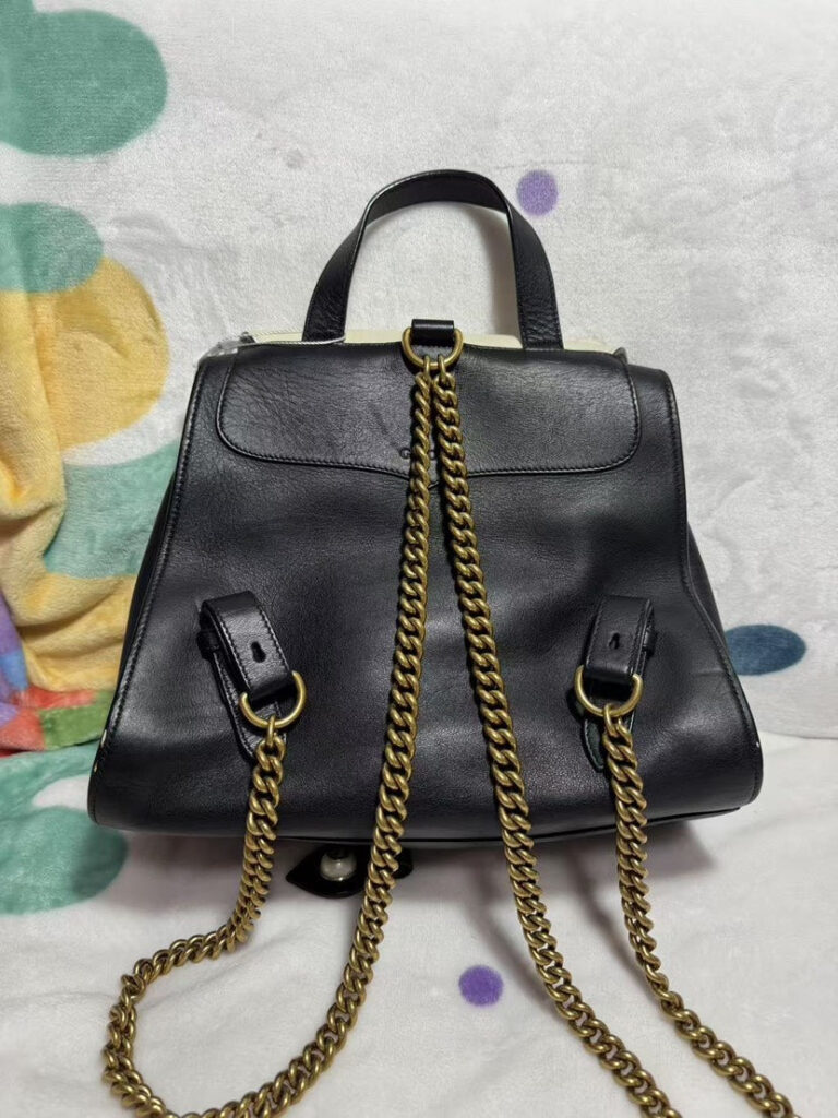Gucci Lion Head Leather Cream and Black Backpack - Product Image 2