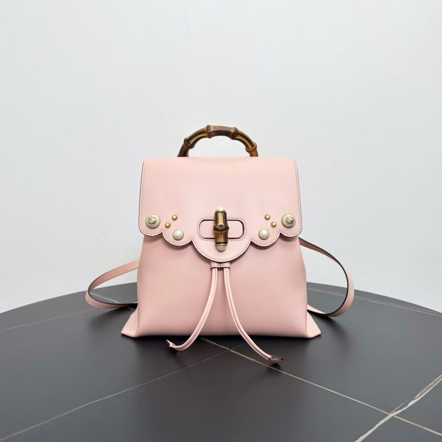 Gucci Bamboo Backpack in Light Pink Leather | Studio Nafay