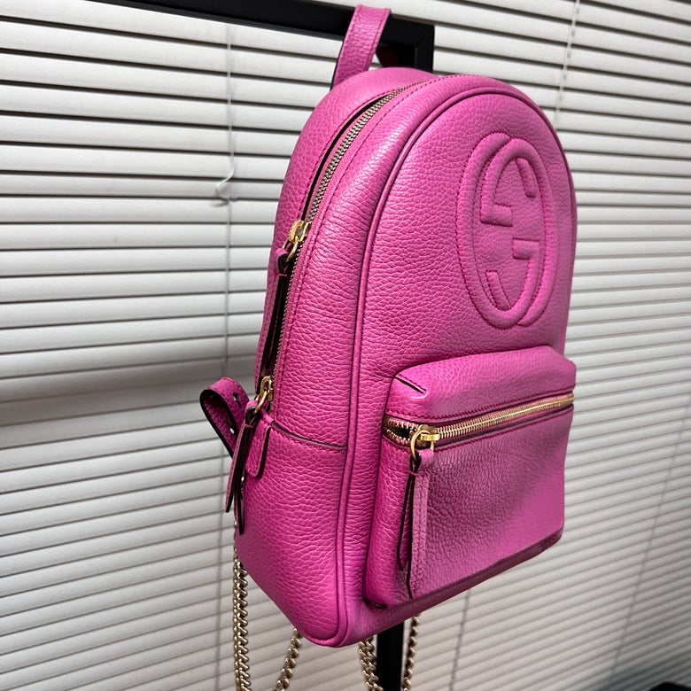 Gucci Leather Chain Backpack Pink