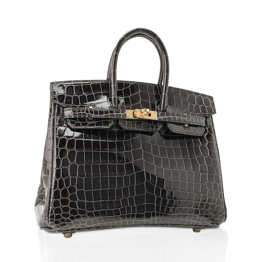 Hermes Birkin 25 Bag Graphite Crocodile with Palladium Hardware | Studio Nafay