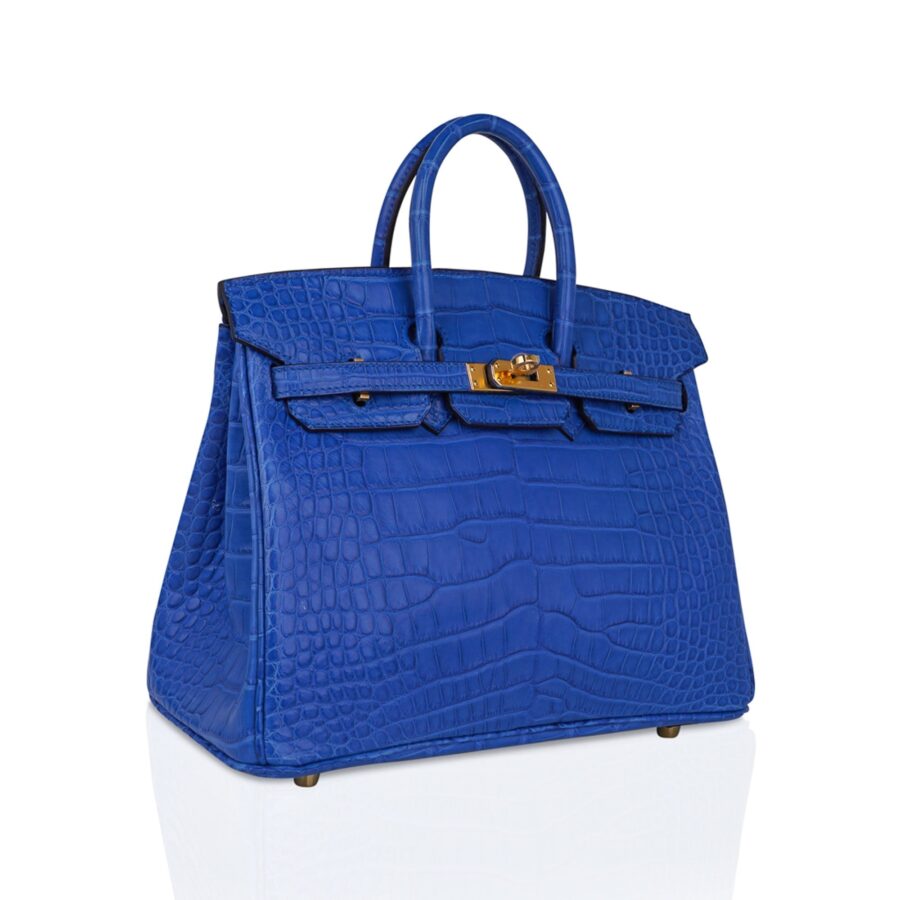 Hermes Birkin 25 Bag Blue Zellige Matte Alligator Gold Hardware | Studio Nafay