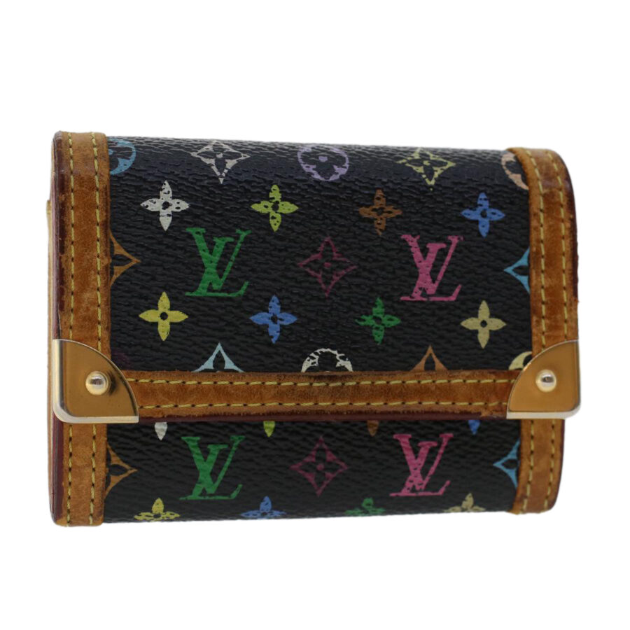 LOUIS VUITTON Multicolor Porte Monnaie Plat Coin Purse Black Auth th3875 | Studio Nafay