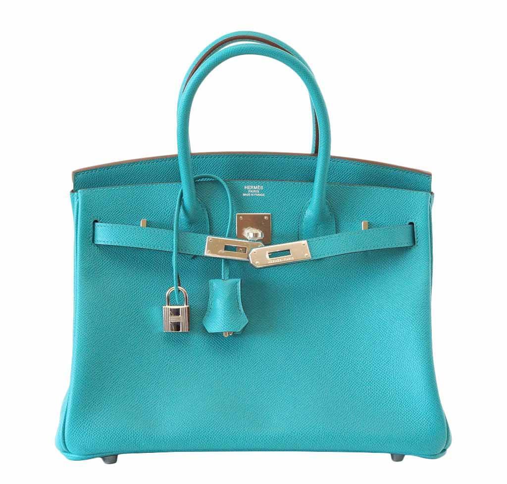 HermesBirkin 30 Blue Paon Bag