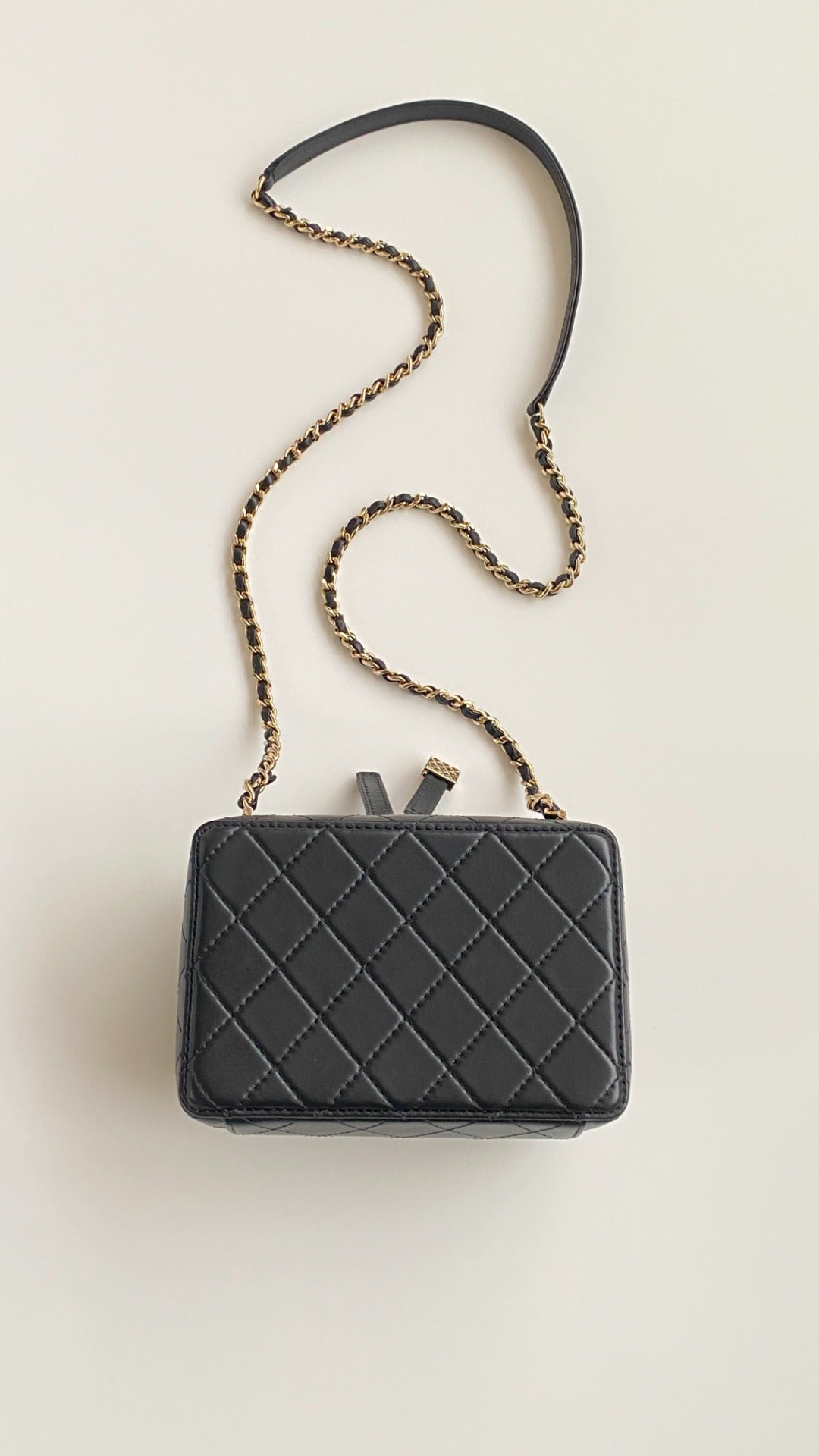 CC camera bag black lambskin gold hardware