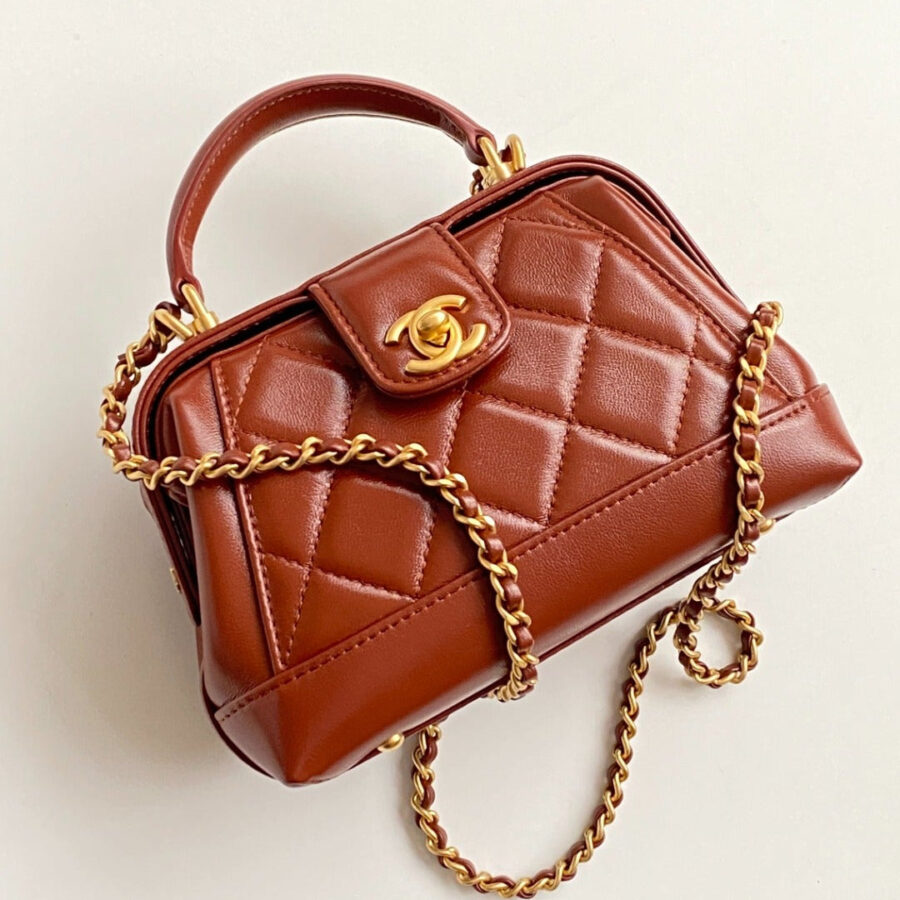 CC Mini Top Handle 18cm Red Leather Gold Hardware | Studio Nafay