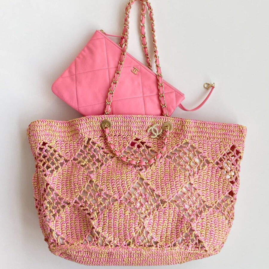 CC Beach Tote 52 Pink Raffia | Studio Nafay