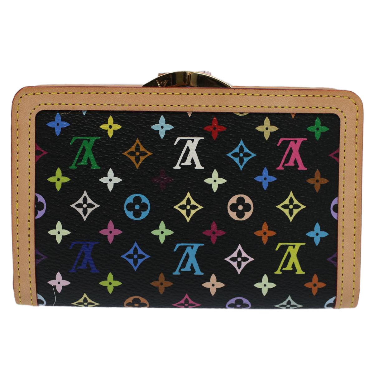 LOUIS VUITTON Multicolor Portefeuille Viennois Wallet Black Auth yk8270