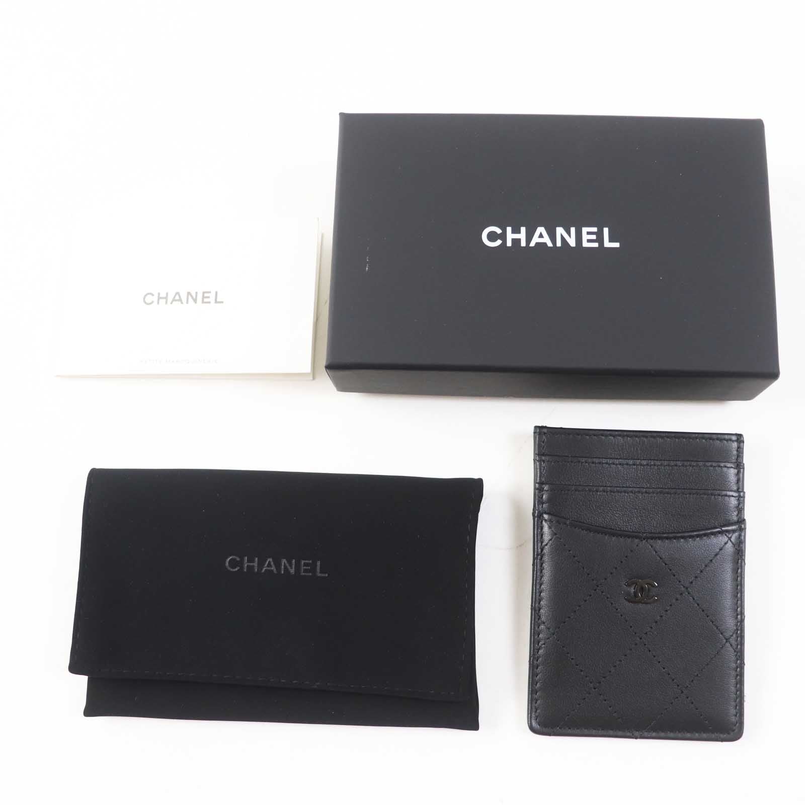CHANEL Card Case Lamb leather black Matrasse