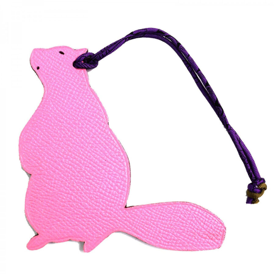 HERMES Bag charm Epsom / Togo pink Petite Ash Beaver Women | Studio Nafay