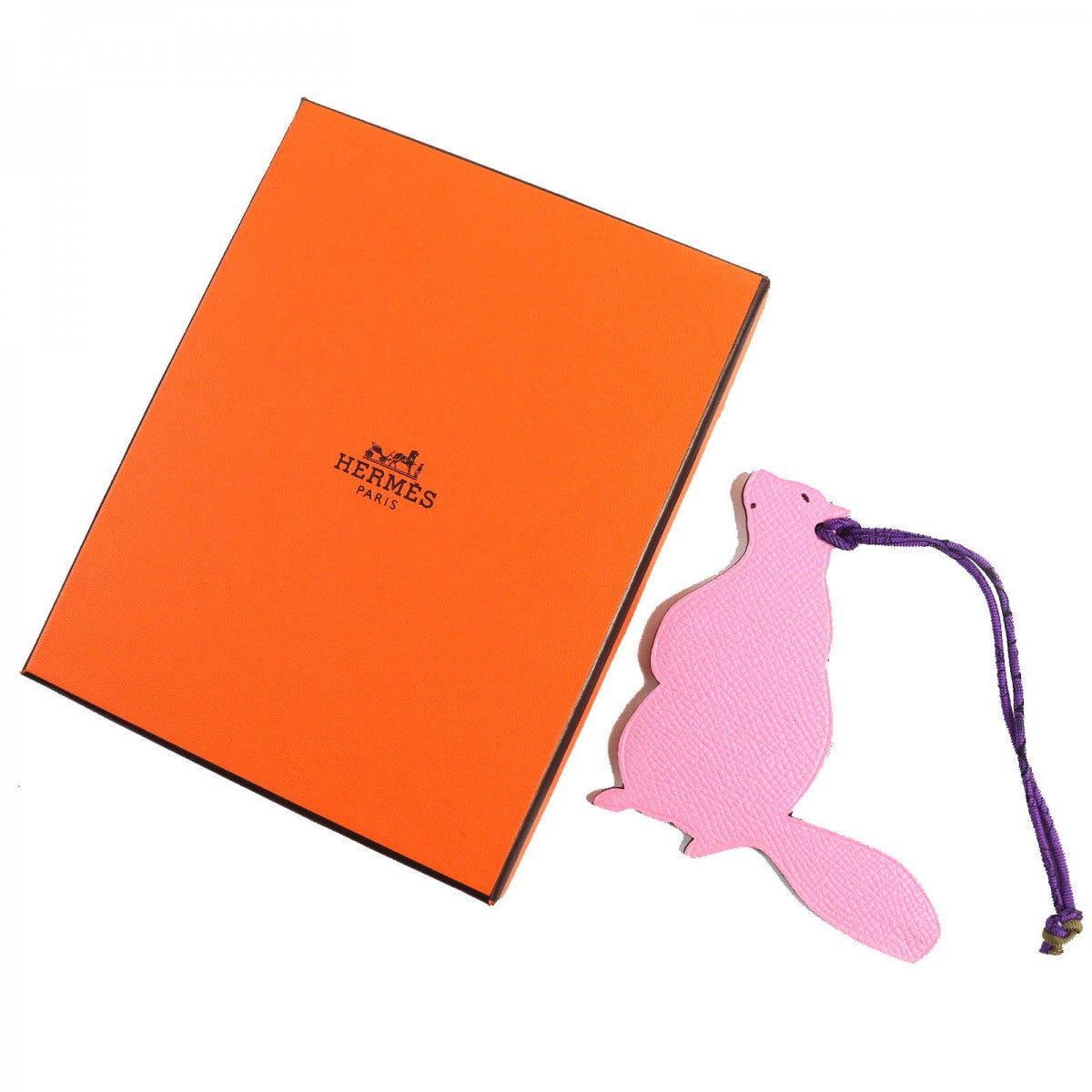 HERMES Bag charm Epsom / Togo pink Petite Ash Beaver Women