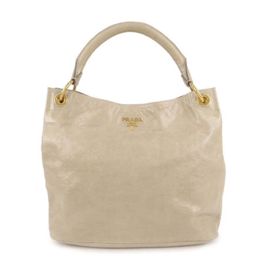 PRADA Leatehr Shoulder Bag Hand Bag Beige | Studio Nafay