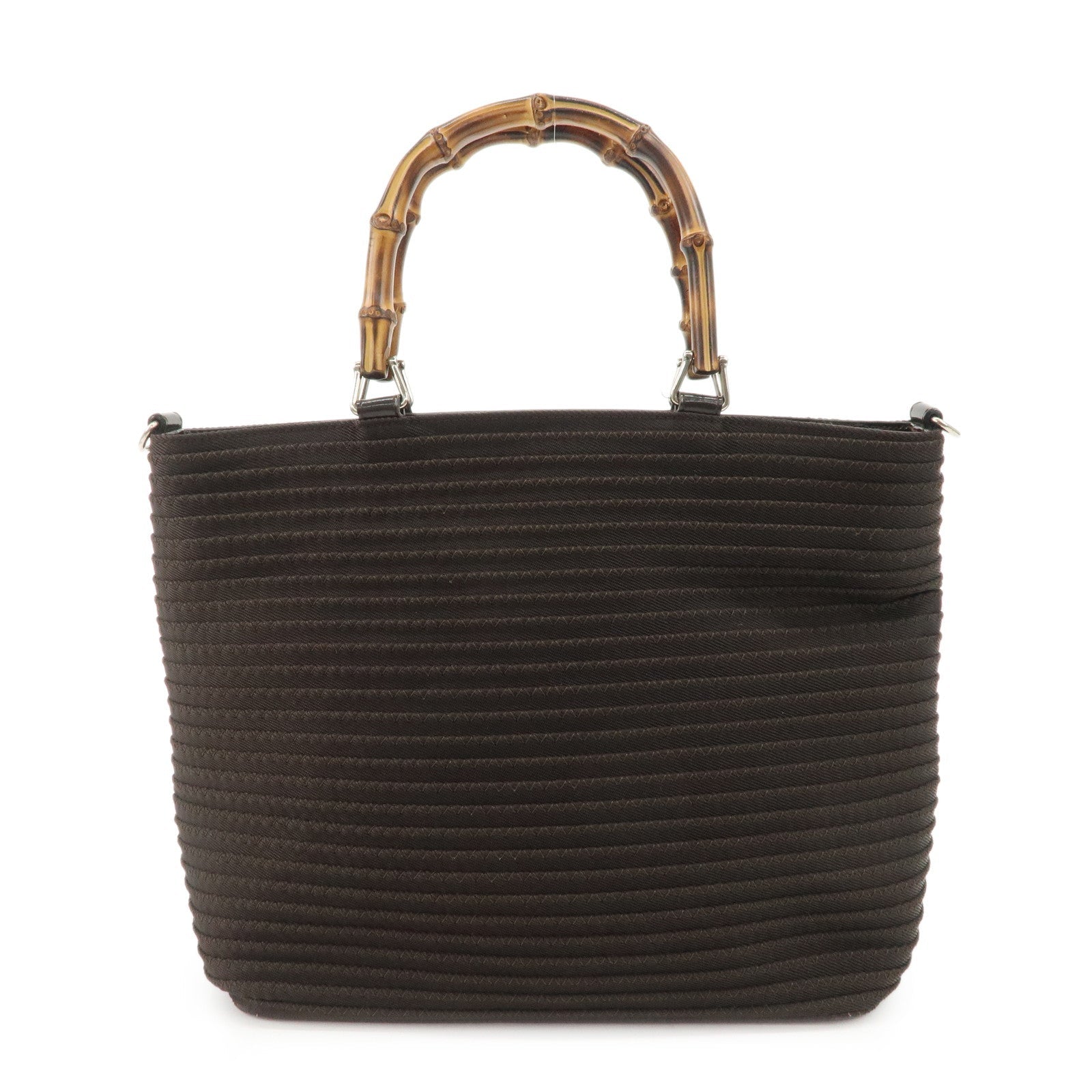 GUCCI Bamboo Canvas Patent Leather 2WAY Tote Bag 000..0540