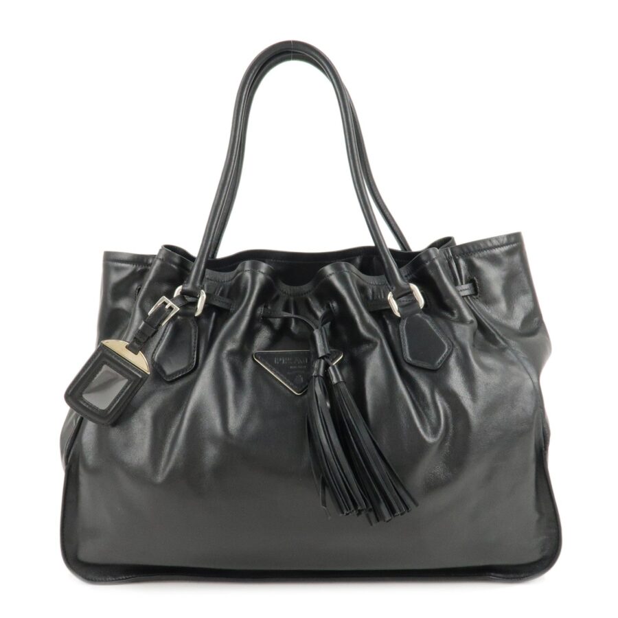 PRADA Leather Tote Bag Shoulder Bag Black | Studio Nafay