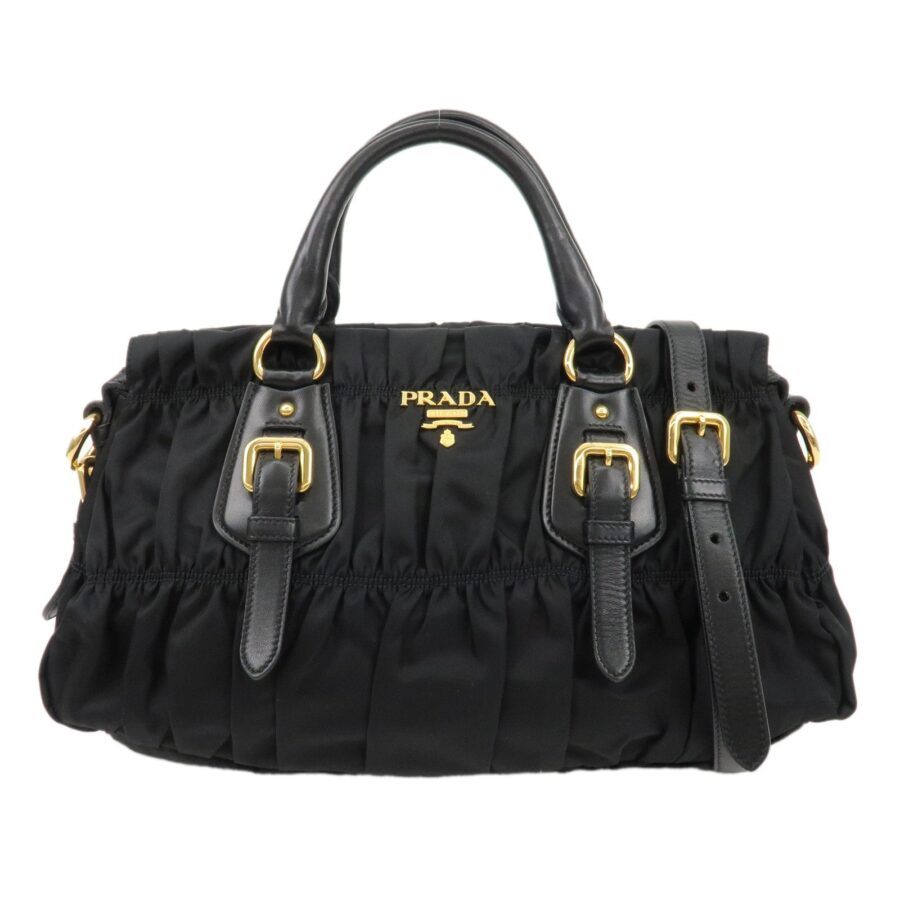 PRADA Logo Nylon Leather 2Way Bag Hand Bag Black NERO | Studio Nafay