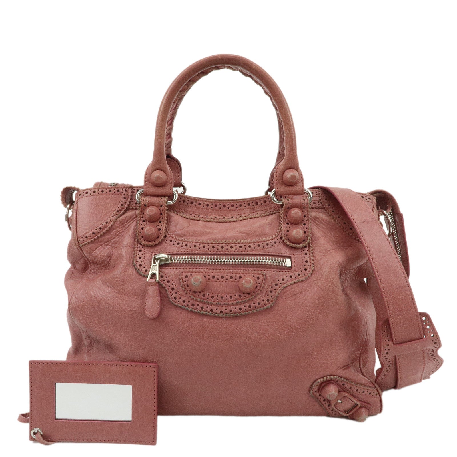 BALENCIAGA Leather Giant Velo 2Way Bag Hand Bag Pink 258045