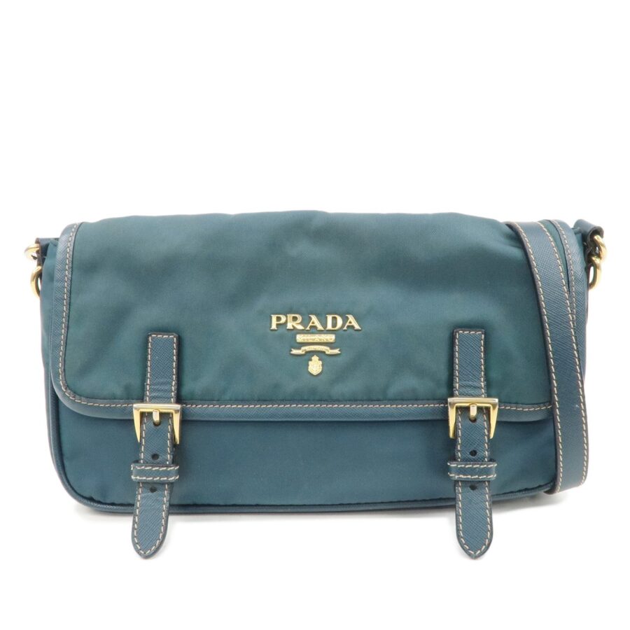 PRADA Nylon Leather Shoulder Bag Crossbody Bag Green | Studio Nafay